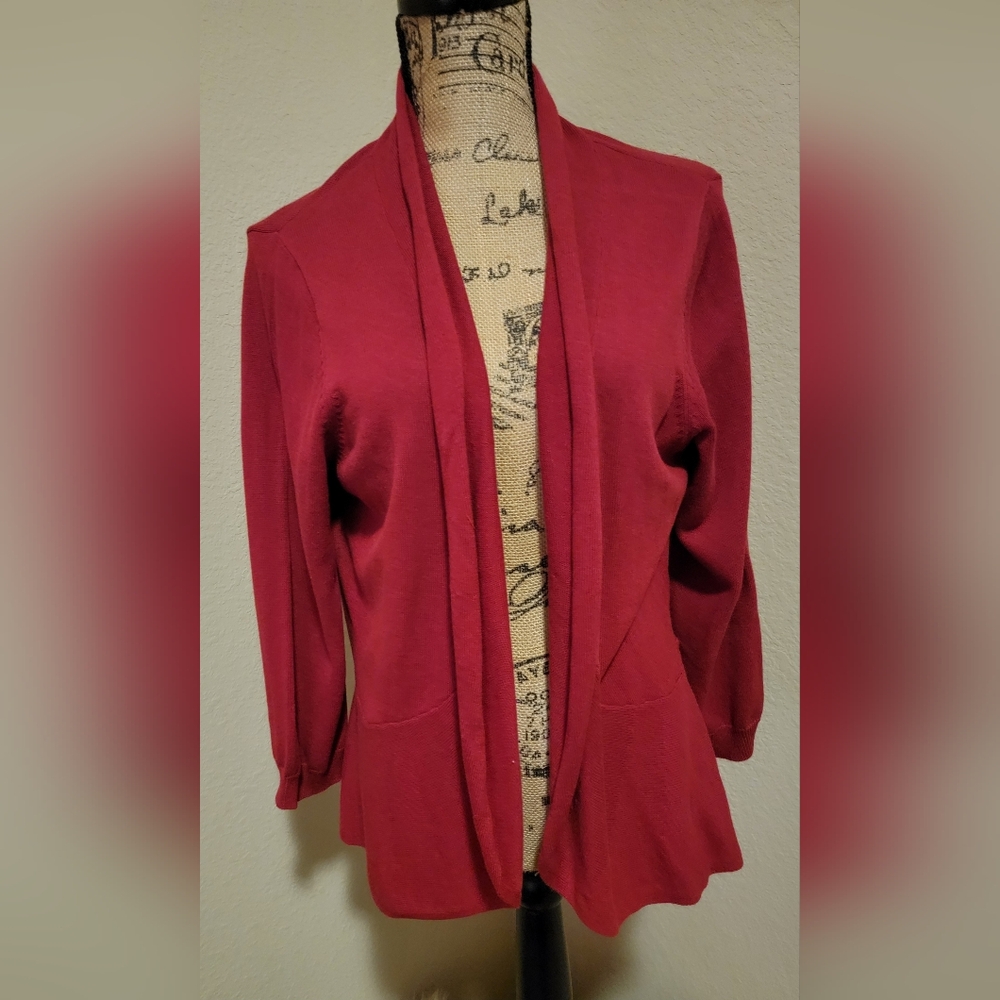 (NWT) IMAN Open-Front Cardigan in Deep Red